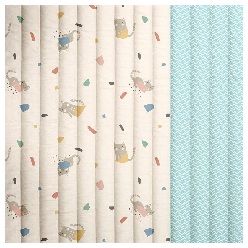 Printed Quilted Cotton SIMEON / DJAMENA Ecru / Blue